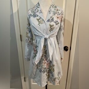 Kaari Blue Floral Stripe Blouse in Navy, Pink, Green